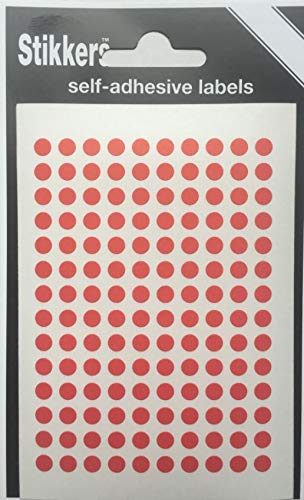 980 Red 5mm Sticky Coloured Dots Easy Peel Self Adhesive Colour Coding Sticky Dots Round Labels Circle Stickers