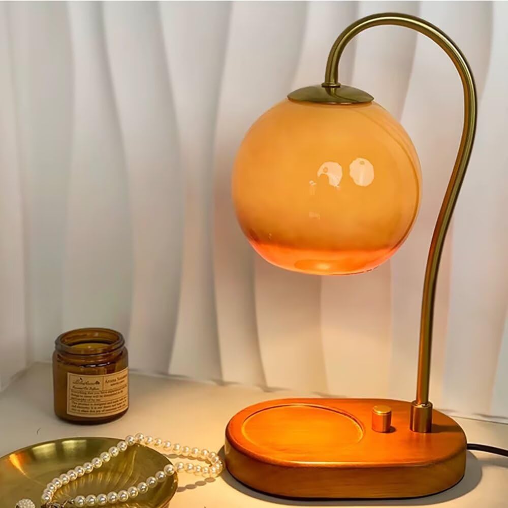 Lampa do aromaterapii w stylu retro, retro, gradientowa, pomarańczowa, szklana, abażur, lampa do sypialni, dekoracja domu, atmosfera, bez ognia, aromatyczna lampa stołowa