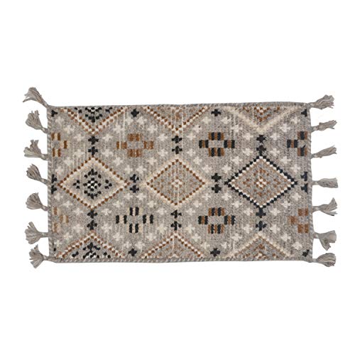 萩原 玄関マット 屋内 ベージュ 約45×75cm 「クームース ヤード」 ウール100% 羊毛 手織り ノルディック エスニック
