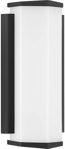Progress Lighting Z-1070 Colección LED 1-Luz Blanco Acrílico Sombra Moderno Aplique de Pared Pequeño para Exteriores Luz Texturizada Negro