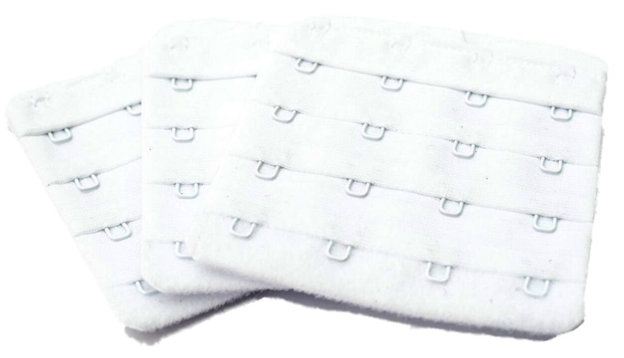 Glamour Secrets Women's White Bra Extenders 3 Piece Pack. 2 Hook Narrow, 2 Hook Wide, 3 Hook Or 4 Hook Wide (4 Hook 75Mm)