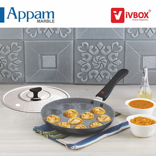 Image of ivbox Max-Eco Appa Patra Heavy-Base Non Stick 12-Cavity Appam Maker Pan (Grey)