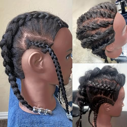 african human hair mannequin head for braiding 16 inch cosmetology manikin doll head with real hair for styling black mannequin head with stand