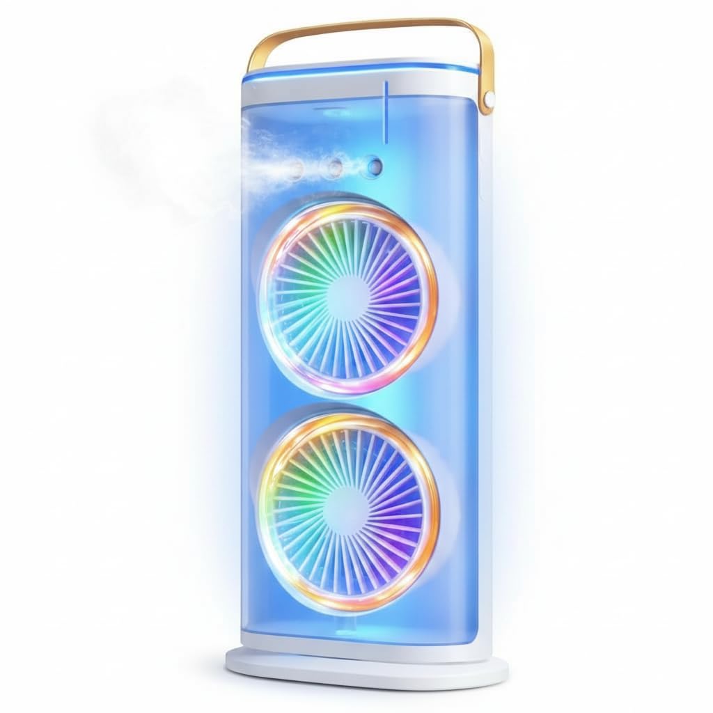 Drumstone (𝐄𝐱𝐥𝐮𝐬𝐢𝐯𝐞 𝟐𝟎 𝐘𝐞𝐚𝐫𝐬 𝐰𝐚𝐫𝐫𝐚𝐧𝐭𝐲 USB Rechargeable Mini Spray Fan with Dual Mist Cooling, Portable Humidifier Air Cooler for Office Home Travel-image-37