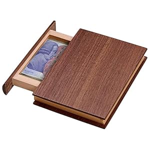 Bits and Pieces – Mini Book Money Box Brainteaser Puzzle Box – Wooden Brain Game Secret Box- Gift Box
