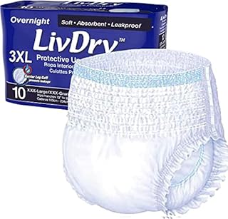 LivDry Adult Incontinence Underwear, Overnight Comfort Absorbency, Leak Protection (XXX-Large (10 Count))