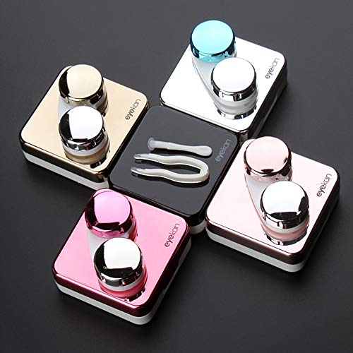 Mini Stylish Simple Contact Lens Travel Case,Aneky Container Kit Set Contacts Lens Hard Case Travel Kit Mirror with Bottle with Tweezers Container Holder (Rose Gold)