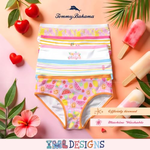 Image of Tommy Bahama Girls Cotton Brief Underwear 5-Pack, Tagless Cotton Panties Multipack for Kids and Toddlers