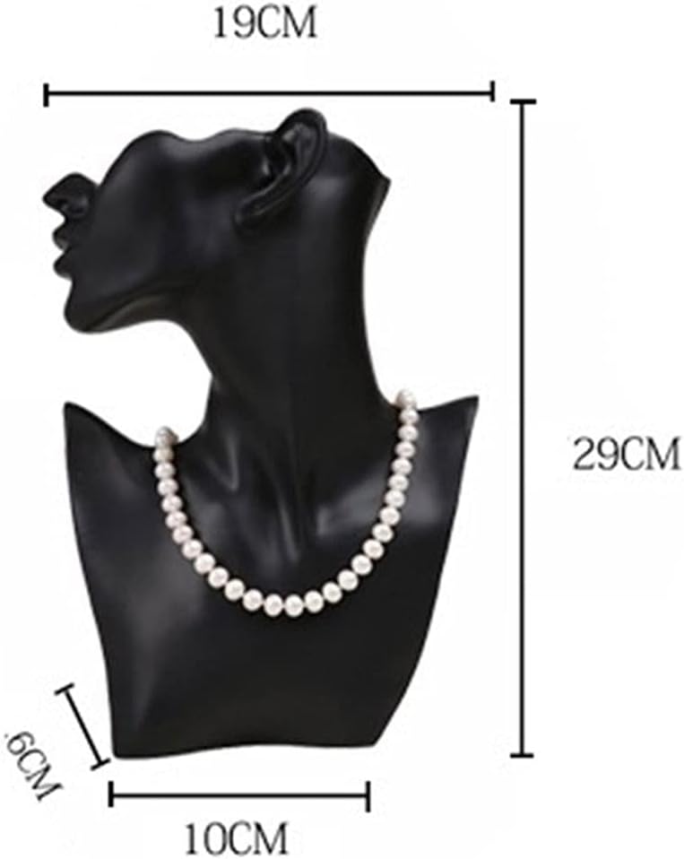 Jewelry Display Stand Jewelry Display Necklace Chain Jewelry Bust Display Stand Resin Half Face Women Mannequin Head Display for Jewelry Accessories Mall Jewelry Shelf (Color : Rose Golden) (Black )