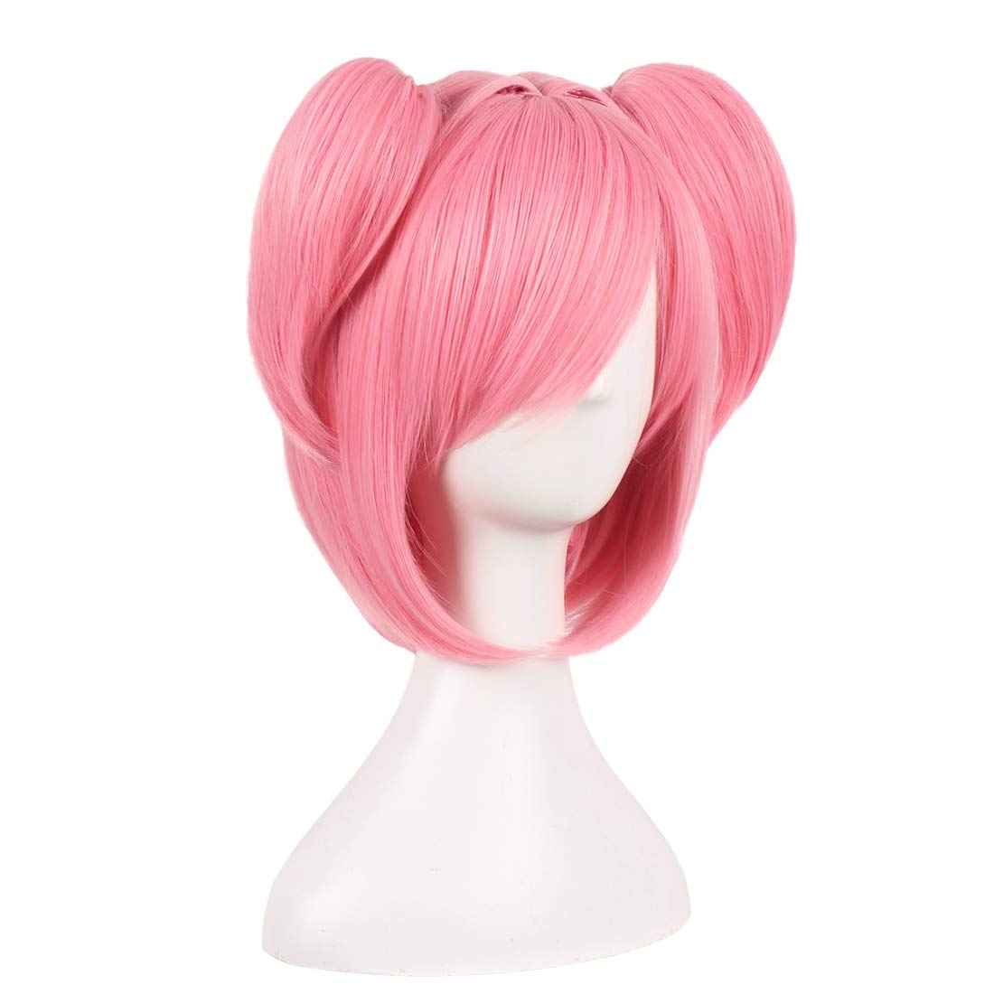 WildCos Short Pink Cosplay Wig for Women Two ponytails