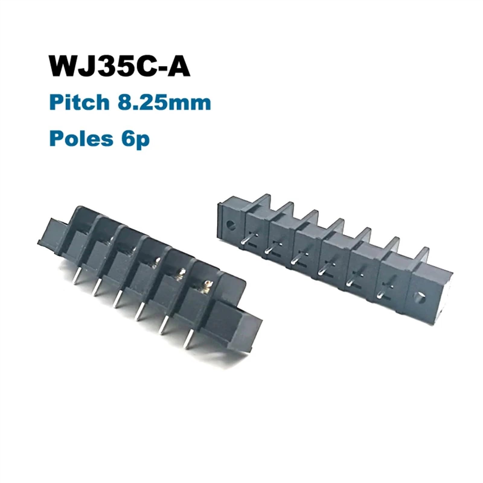 20 piezas bloque de terminales PCB paso 8,25mm Bornier 35C-A recto 2/3/4/5P Morsettiera agujeros de tornillo conector de Cable 20A 12AWG(3P (35C-A))