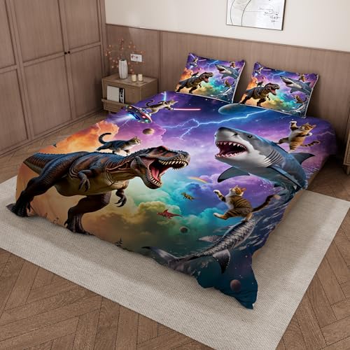 Parure de lit dinosaure 220x240 100% microfibre idée cadeau lit double