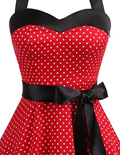 Image of DRESSTELLS Women's Vintage 1950s Cocktail Dress, Retro Tea Party Halter Swing Dresses