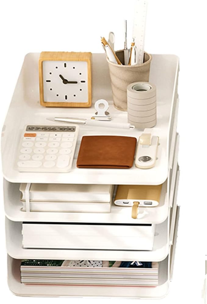 (4pcs Pack) HKeeper Stackable Paper Trays,Letter Tray Organizer,Office Desktop
