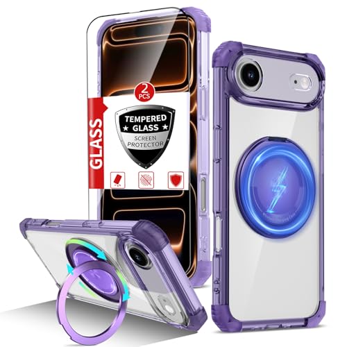 Coque iPhone 17 MagSafe antichoc avec anneau rotatif et protection écran complète