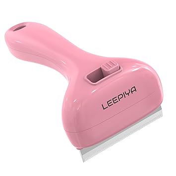Leepiya Hidden & Automatically Remove Hair Pet Grooming Shedding Brush Undercoat Rake for Dogs and Cats Self Cleaning Pet Comb Tool For Dematting Detangling & Deshedding (Pink)
