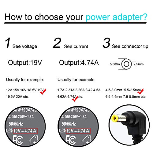 Gomarty Ac Power Adapter For Asus X401A X401U X501 X501A X502Ca X53E X54C X55A X55C X550 X550C X551M X550Ca X550L X550La X550Za X551 X551C X551Ca A55A U46E U47A U50A U56E R510C Pa3516E-1Ac3 Pa-1900-24 #TOP1