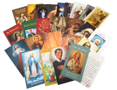 Westmon Works Saint Holy Card Deluxe Bulk Bundle Assorted Catholic Saints and Prayers Gift Bagged Set Made in the USA, Pack of 25