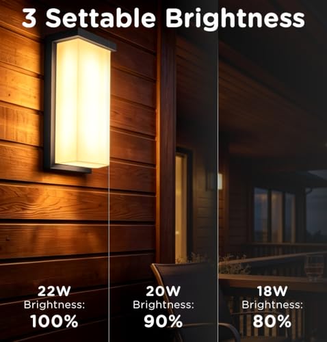 Image of Outdoor Wall Sconce 14 Inch, IP66 Waterproof, 2640LM Brightness, ETL, 3CCT | 3000K /4000K /5000K, 3 Power Levels 18W /20W /22W Porch Lights, Hardwired Outdoor Wall Light for Patio, Front Door, Garage