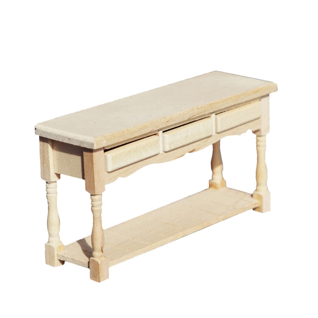 FELTECHELECTR 1:12 Dollhouse Furniture Set Mini Wooden Desk Model for Boys and Girls' Room Decor