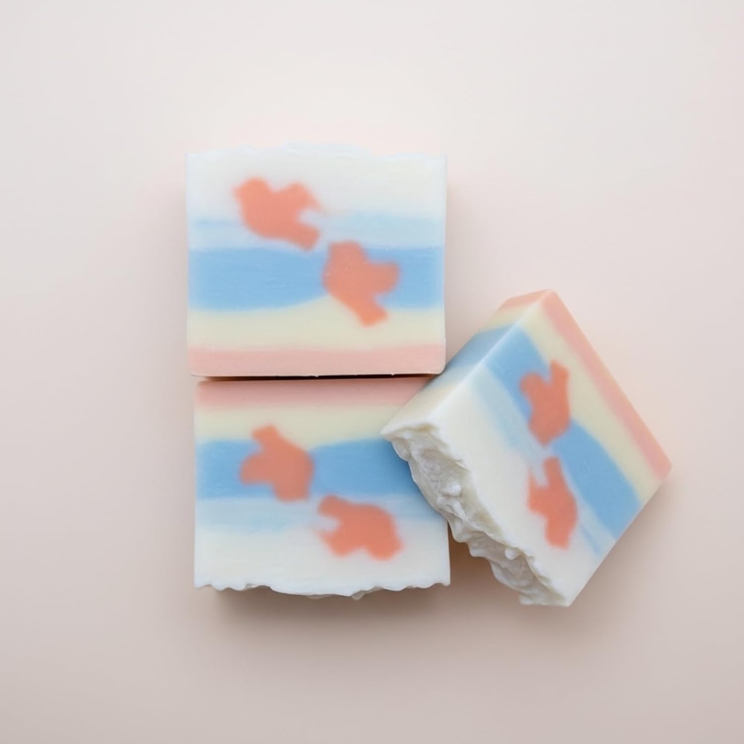 Handmade Artisan Soap Bars, Multi-Layered Decorative Design, Natural Bath Soap (Pastel Striped)