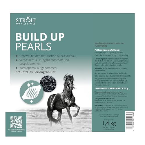 STRÖH Build Up Pearls für Pferde (1,4 kg) • Für Muskelaufbau & Kondition • Aminosäuren-Komplex mit Vitaminen • Unterstützt Regeneration & Leistung • Für Sport- & Freizeitpferde