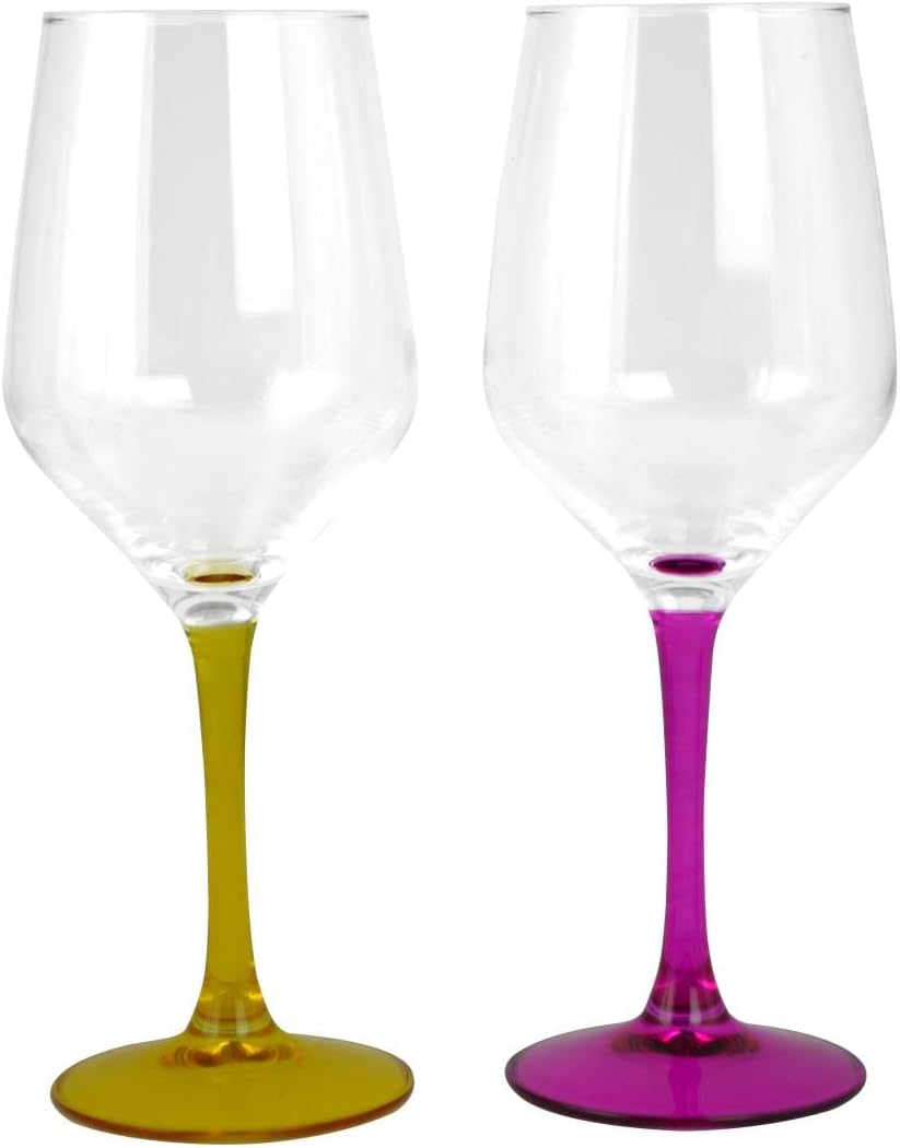Three Star 8.75" Multicolor Stem Wine Glass Set GS7111