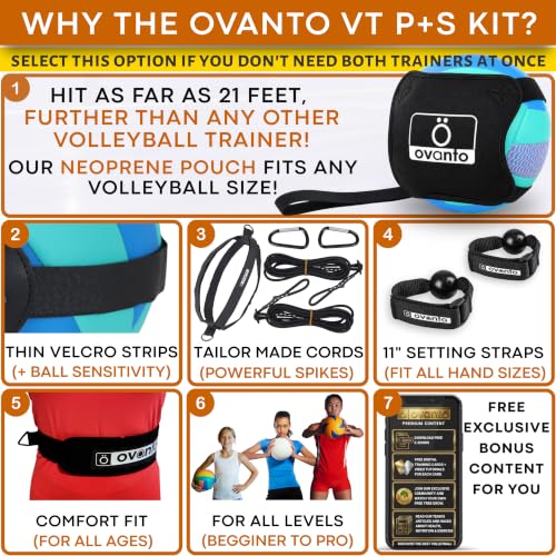 Image of OVANTO Volleyball Training Equipment Aid - Adjustable Practice Volleyball Kit