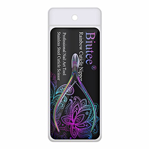Biutee Cuticle Trimmer 3/4 Jaw Extremely Sharp Cuticle Nippers Scissors Stainless Steel Nail Cuticle Clippers Professional Dead Skin Cutter Remover Pedicure Manicure Nail Art Tool, Rainbow #TOP6