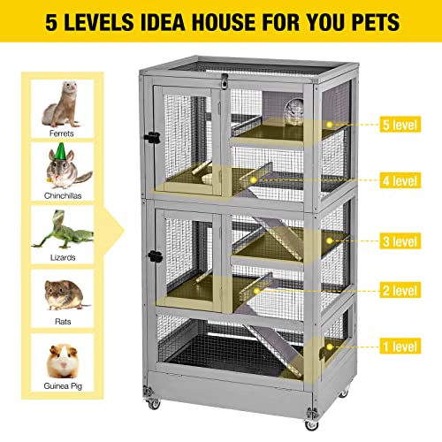 Aivituvin Ferret Cage Large Chinchilla Cage Upgrade Metal Frame Rat Cage,5 Levels Critter Nation - Thumbnail 4