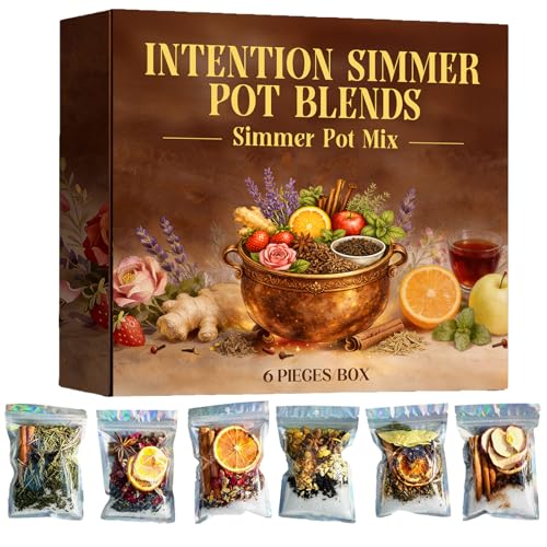 6PCS Simmer Pot Potpourri, Mixed Flavors Simmer Pot Mix with Natural Ingredients, A Mixture of Herbs, Salt & Dried Fruit for Home Fragrance Odor Removal, Holiday(One Pack(6 Pcs))