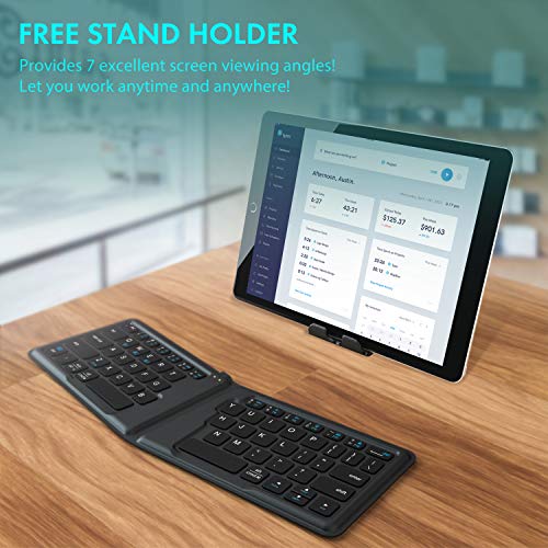Samsers Multi-Device Bluetooth Keyboard Portable Rechargeable Wireless Keyboard With Stand Holder, Ultra Slim Ergonomic Folding Keyboard Bt 5.1 For Os Ios Android Windows Cellphone Tablet Laptop Mac #TOP4