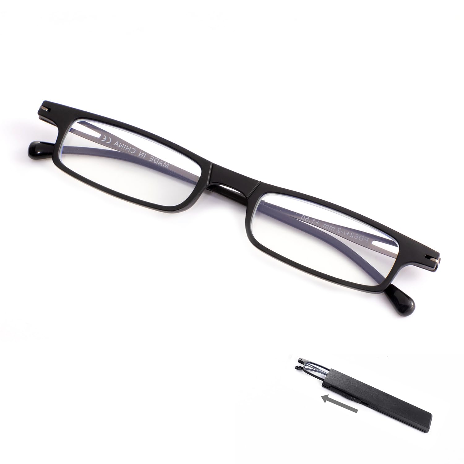 SKYWAY Ultra thin Folding Reading Glasses for Women Men Metal Lightweight Blue Light Blocking Foldable Compact Computer Glasses Black +1.5
