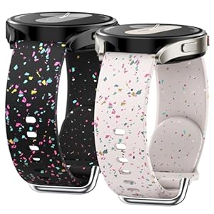 2 PACK Sport Bands Compatible with Samsung Galaxy Watch Bands, Galaxy Watch 7/FE/6/5/4 Watch 5 Pro Watch 4/6 Classic, Adjustable 20MM Recycled Plastic Soft Silicone Strap for Women Men