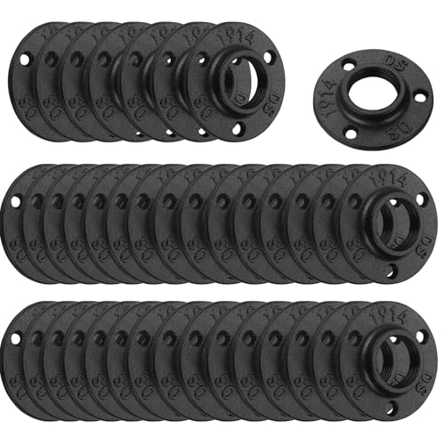 Home TZH 1" Antirust Black Floor Flange, 40 Pack Malleable