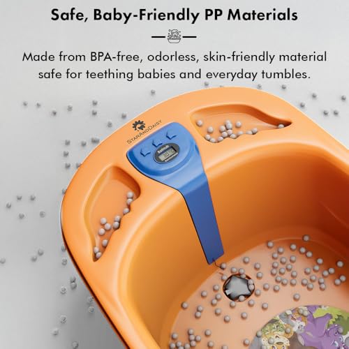 Image of StarAndDaisy Baby Bath tub for 0 to 5 Years with Temperature Sensor /Bath Tub for Kids with Anti-Slip Legs /Bathtub for Baby with Baby Bather -Without Wheel(Orange-Blue)