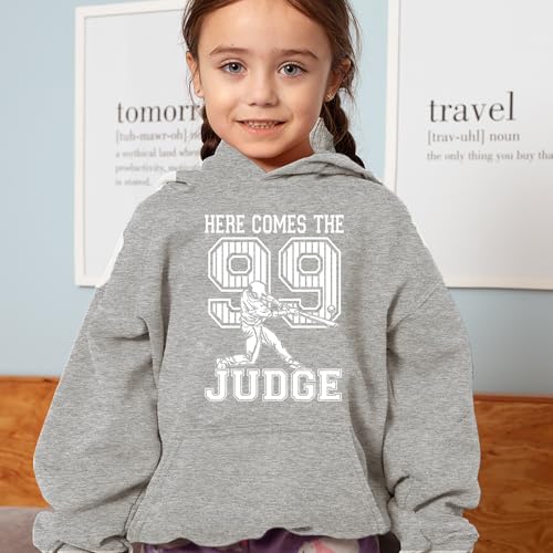 Here Comes The Judge 99 NY Baseball Youth-Sized Hoodie, Soft Fleece, Graphic Design2