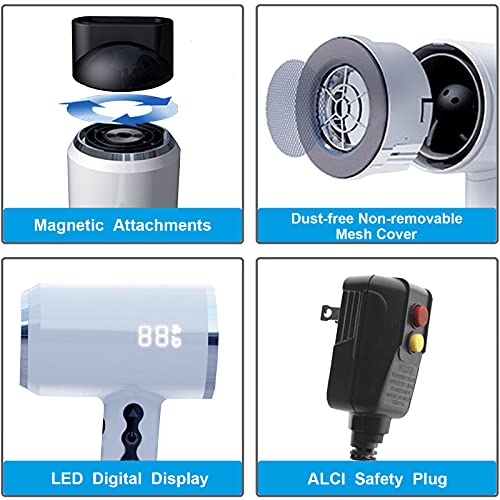 Orlif Ionic Hair Dryer，1800W (Safety Upgraded) Blow Dryer With Ac Motor，Stepless Temperature /Airflow，Powerful Hot/Cool Wind ，Magnetic Concentrator Nozzle For Home & Travel Salon, White #TOP4