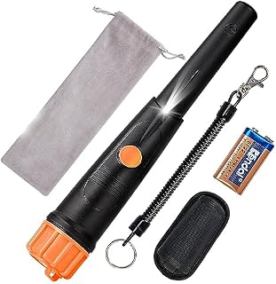 SUNPOW Wykrywacz Metalu Pinpointer - IP68 Całkowicie Wodoodporny Wykrywacz Metali 360° z Kaburą na Pasek, Brzęczyk Wibracja Dźwięk (Trzy Tryby), Baterią 9 V i Aksamitną Torbą w Zestawie, Czarny