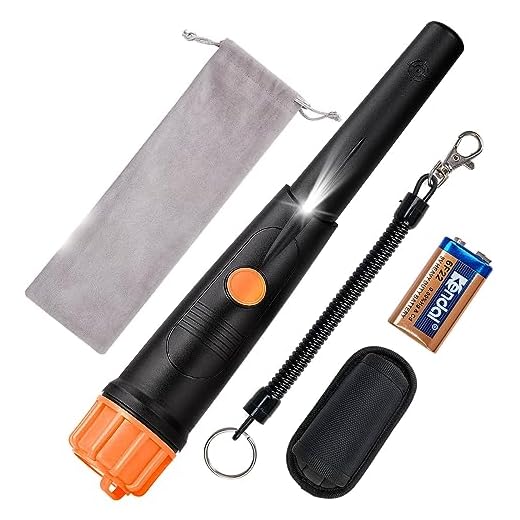 Sunpow Pin Pointer Metal Detectors – IP68 - Fully Waterproof, 360° Search Metal Detector with Belt Holster, Vibration Sound (Three Modes), 9 V Battery & Velvet Bag Included