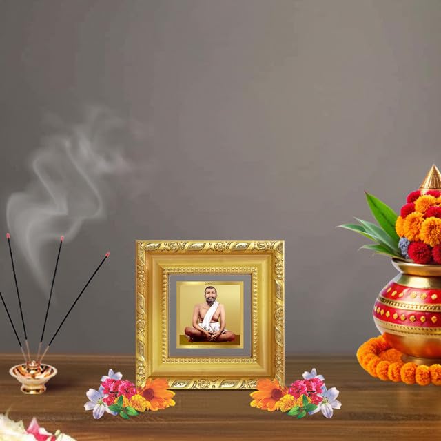 Image of DIVINITI Ramakrishna 24K Gold Plated Foil Tabletop Photo Frame for Home Decor, Puja Room, Luxury Gifting | DG Frame 103 S1A (10x10 CM)