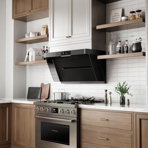 13m/s High Wind Speed Range Hood 36 inch with PM2.5 Real-time Monitoring|No Filter Disassembly Wash|Delay Shutoff| Anti-escape Barrier Air Curtain Technology for Under Cabinet/Open Kitchen