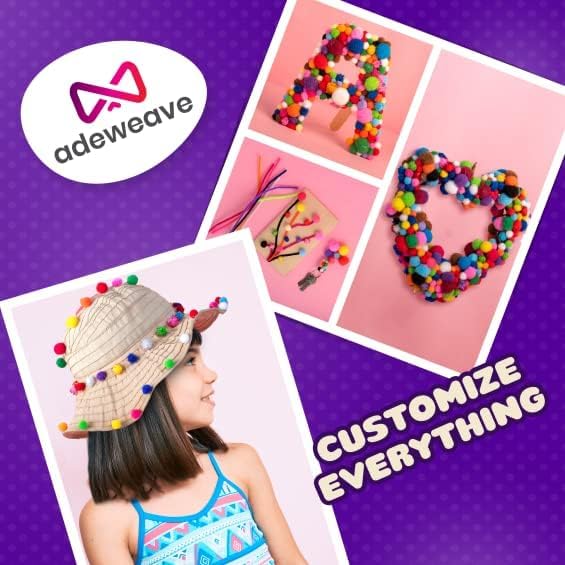 Miniatura 7 de Adeweave 1000 pompones surtidos, suaves y esponjosos, suministros de manualidades multicolor para artes y manualidades en una caja reutilizable,