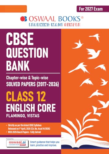 Image of Oswaal CBSE Class 12 English Core Question Bank | Chapter & Topic-wise Solved Papers (2017-2026) | Based on Syllabus (April 2026) | Includes 2026 Papers | For 2027 Exam