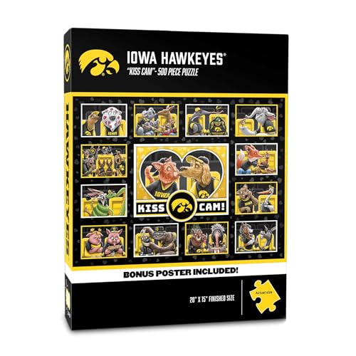 Image of YouTheFan NCAA Iowa Hawkeyes inchKiss Cam inch 500 Puzzle | 500 Pieces, 15 inch X 20 inch Size, Original Artwork, Humorous Illustrations, Officially Licensed, Fun Fan Gift