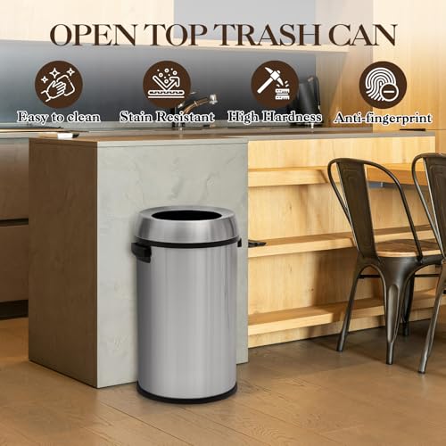 Caneca de basura de acero inoxidable de 65 litros con tapa basculante miniatura 4