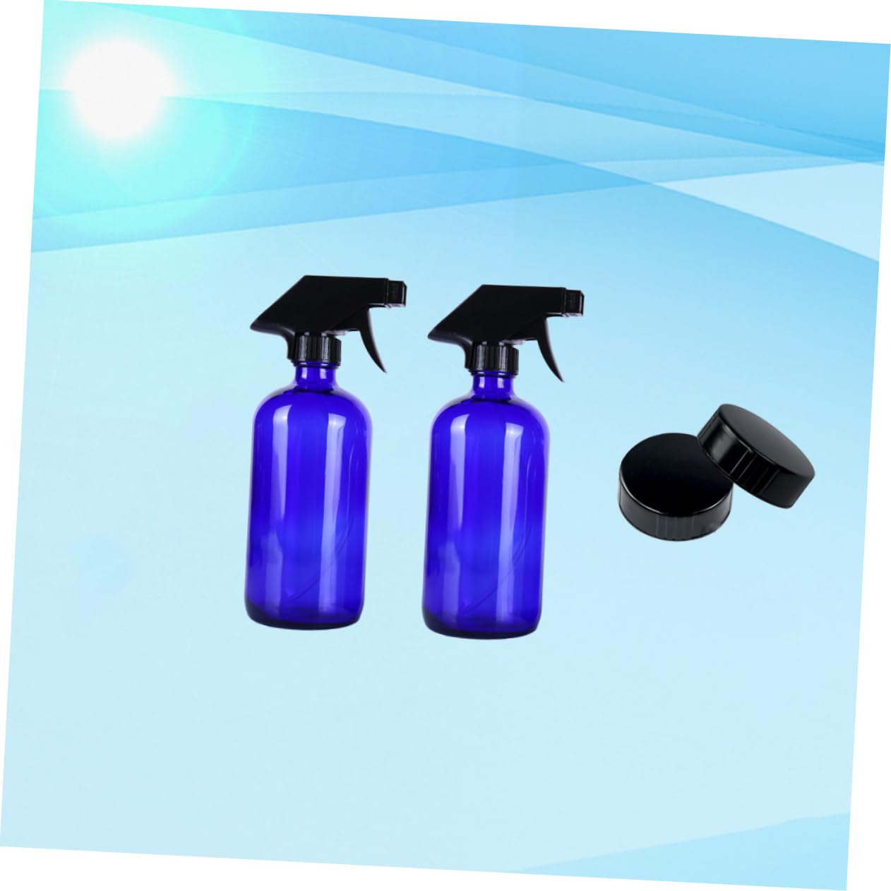 Healeved Nachfüllbare Glas Sprühflasche 500ml Blau Leichte Reise Düse mit 2 Deckeln