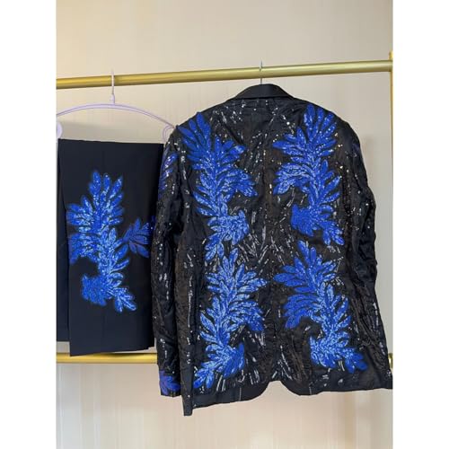 Men's Slim Fit Black & Gold Tuxedo 2-Piece Set - Jacquard Shawl Collar Blazer Pants for Wedding/Prom/Gala Events4