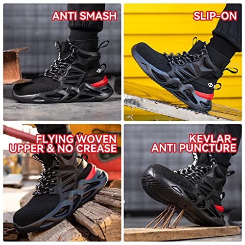 Image of Steel Toe Work Boots for Men Slip on Chelsea Boot with Kevlar Anti-Puncture Sole, ASTM F 2412-24, Men's Industrial & Construction Shoes, Non-Slip Safety Shoes