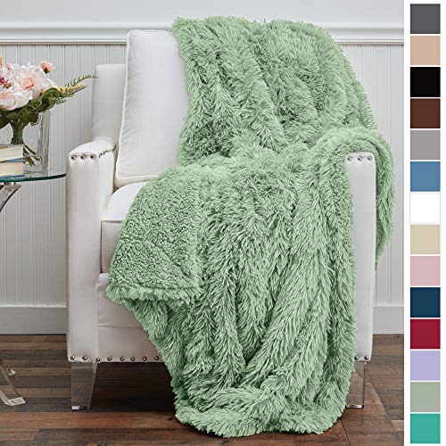 The Connecticut Home Company Shag with Sherpa Reversible Kids Throw Blanket, Super Soft